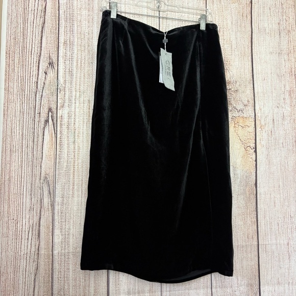 Grey x Jason Wu Womens Velvet Silk Blend Midi Front Slit midi Skirt size 10 - Picture 9 of 11